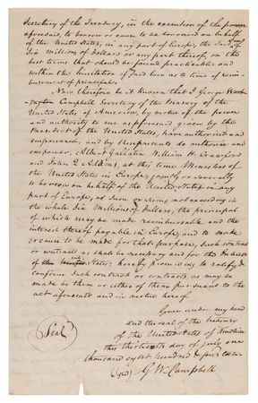 Lot #5013 War of 1812: John Quincy Adams and Albert Gallatin Letter Signed with $6 Million European Loan Document Archive - Image 11