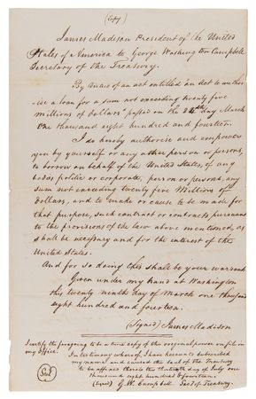 Lot #5013 War of 1812: John Quincy Adams and Albert Gallatin Letter Signed with $6 Million European Loan Document Archive - Image 12