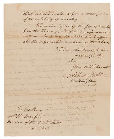 Lot #5013 War of 1812: John Quincy Adams and Albert Gallatin Letter Signed with $6 Million European Loan Document Archive - Image 3