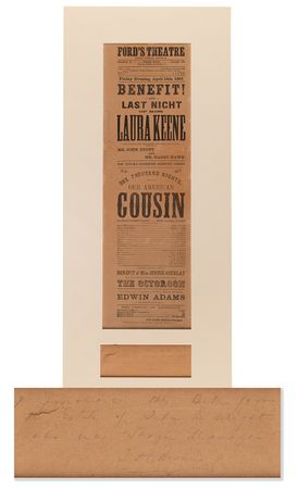 Lot #5018 Lincoln Assassination: Ford's Theatre 'Our American Cousin' Playbill (First Printing, April 14, 1865) - From the Collection of Stage Manager John B. Wright - Image 2