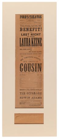 Lot #5018 Lincoln Assassination: Ford's Theatre 'Our American Cousin' Playbill (First Printing, April 14, 1865) - From the Collection of Stage Manager John B. Wright - Image 4