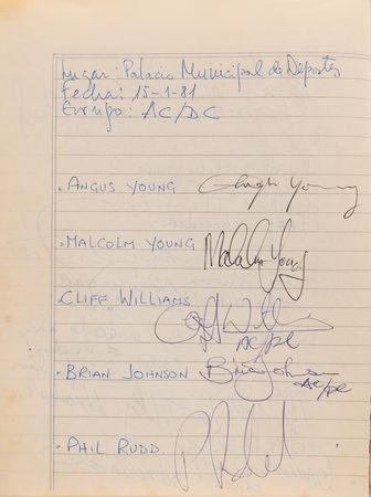 Lot #5081 Rock and Roll 1980s Autograph Book with Bob Dylan, The Clash, AC/DC, Ramones, and  (200+) More - Image 4