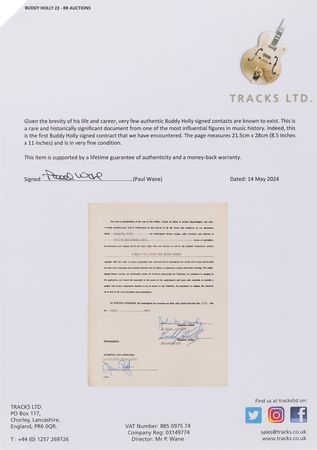 Lot #5074 Buddy Holly and Norman Petty Signed Publishing Contract for 'I Know I?ll Have the Blues Again' - Image 4
