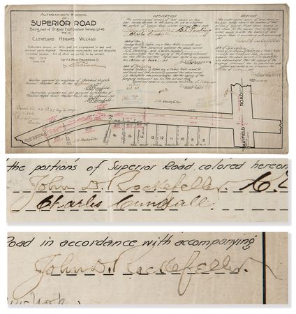 Lot #5060 John D. Rockefeller Twice-Signed Map of Cleveland's Superior Road - Image 1