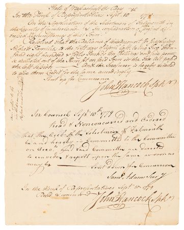 Lot #5003 John Hancock Rare Revolutionary War-Dated Triple-Signed Document, Countersigned by Samuel Adams - Image 2