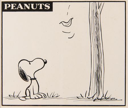 Lot #5084 Charles Schulz Signed Original Hand-Drawn Peanuts Daily Comic Strip (c. 1962), Featuring Snoopy: 