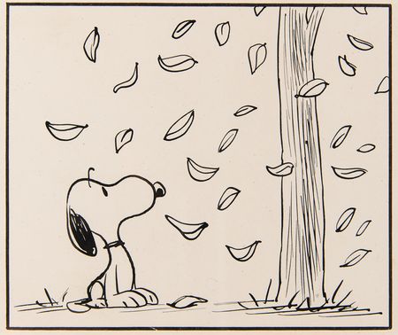 Lot #5084 Charles Schulz Signed Original Hand-Drawn Peanuts Daily Comic Strip (c. 1962), Featuring Snoopy: 