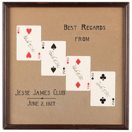 Lot #5097 Babe Ruth (4) Signed 'Jesse James Club' Playing Cards from 1927, Presented to the Owner of the Legendary Semi-Pro Baseball Club, the Doherty Silk Sox - Image 2