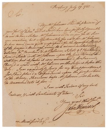 Lot #5004 John Hancock Revolutionary War-Dated Autograph Letter Signed as Governor of Massachusetts - Image 2