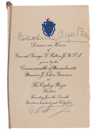 Lot #5068 George S. Patton Signed Homecoming Copley Plaza (Boston) Dinner Program - June 7, 1945 - Image 2
