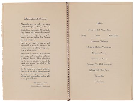 Lot #5068 George S. Patton Signed Homecoming Copley Plaza (Boston) Dinner Program - June 7, 1945 - Image 3
