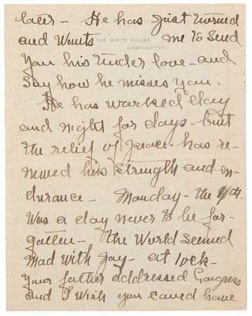 Lot #5030 Woodrow Wilson: Family Correspondence Archive with President Wilson's 1917 'War Message' Cue Cards, Letters by Woodrow Wilson, Edith Bolling Wilson, and Others - 125+ Pieces - Image 10