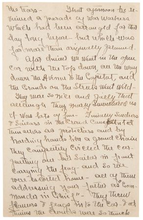 Lot #5030 Woodrow Wilson: Family Correspondence Archive with President Wilson's 1917 'War Message' Cue Cards, Letters by Woodrow Wilson, Edith Bolling Wilson, and Others - 125+ Pieces - Image 12