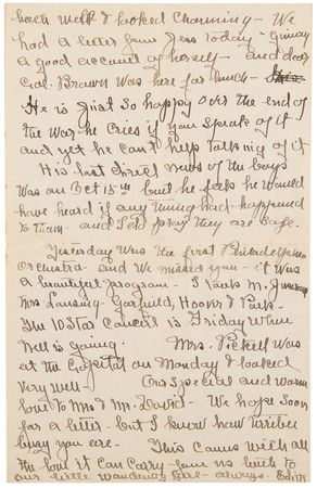 Lot #5030 Woodrow Wilson: Family Correspondence Archive with President Wilson's 1917 'War Message' Cue Cards, Letters by Woodrow Wilson, Edith Bolling Wilson, and Others - 125+ Pieces - Image 15