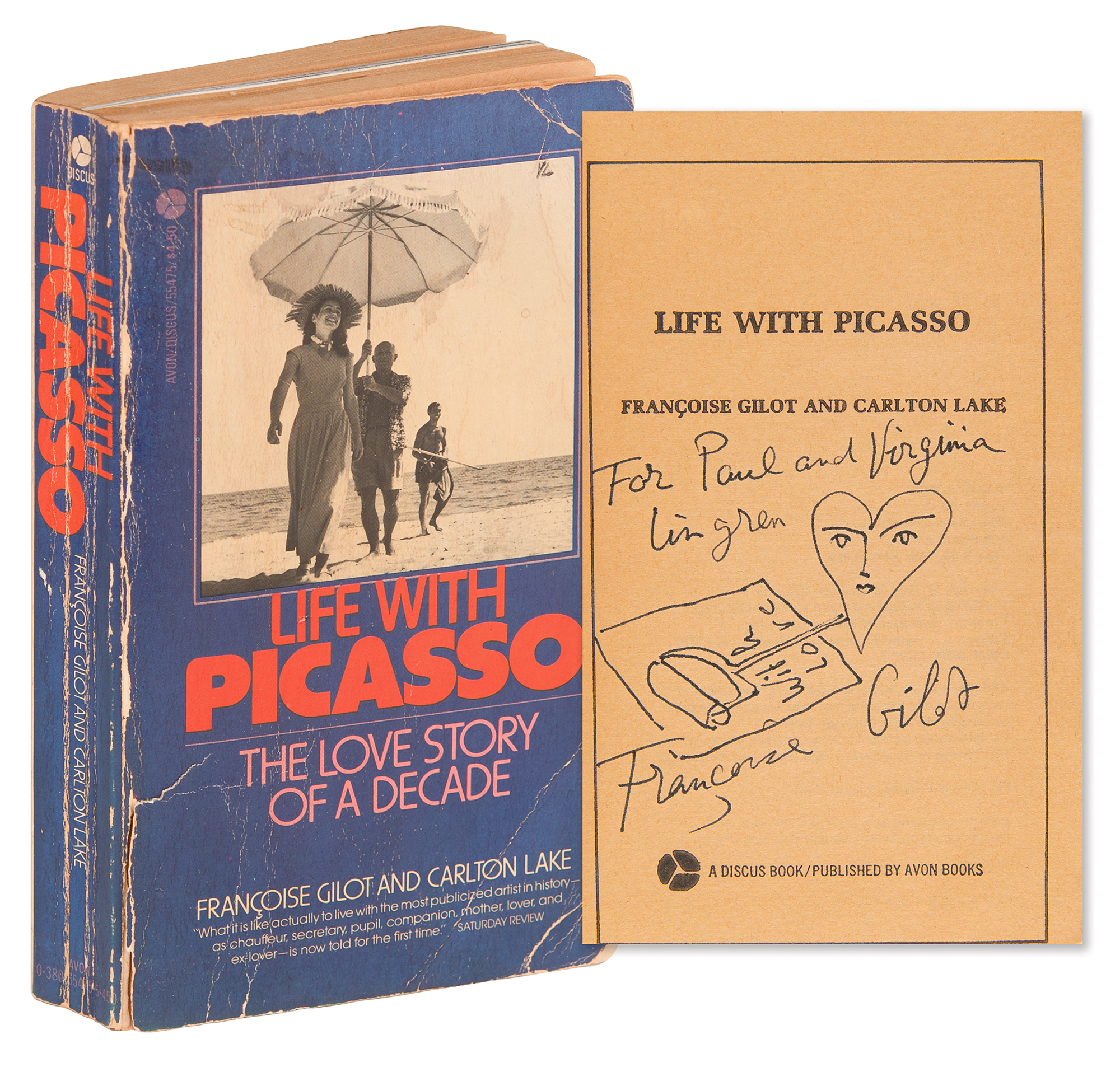 Francoise Gilot Signed Book with Sketch - Life with Picasso | RR