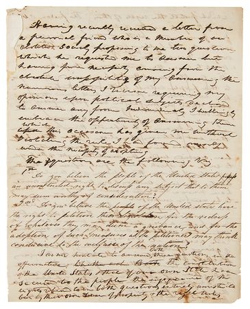 Lot #6 William Henry Harrison Handwritten Manuscript on Rights and Slavery - Image 2
