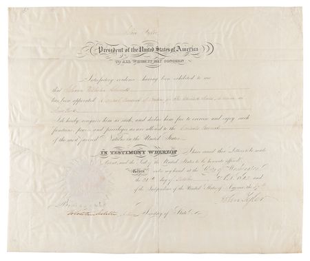 Lot #138 John Tyler Document Signed as President