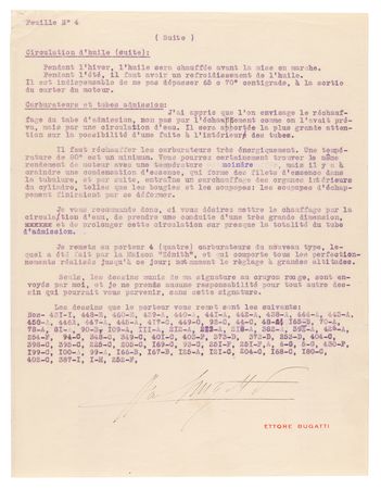 Lot #184 Ettore Bugatti Archive: Typed Letter Signed on 500-HP, 16-Cylinder Engine, with Photographs and Supplements - Image 5