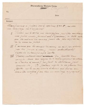 Lot #184 Ettore Bugatti Archive: Typed Letter Signed on 500-HP, 16-Cylinder Engine, with Photographs and Supplements - Image 9