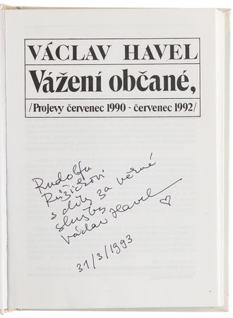 Lot #271 Vaclav Havel Signed Book - Dear Citizen: Speeches, July 1990?July 1992 - Image 4