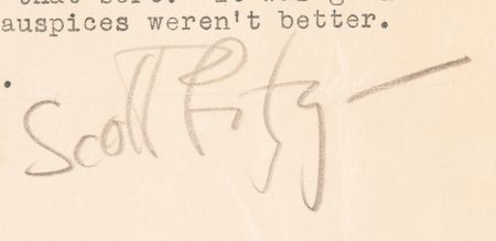 Lot #566 F. Scott Fitzgerald Typed Letter Signed from Hollywood: 
