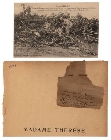 Lot #381 Zeppelin L-44 Fragment and Postcard Group Lot - Image 1