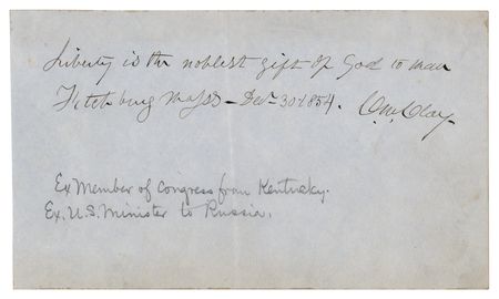 Lot #253 Cassius Marcellus Clay Autograph