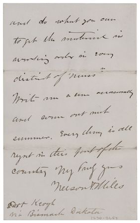 Lot #355 Nelson A. Miles Autograph Letter Signed on 1880 Presidential Election - Image 6