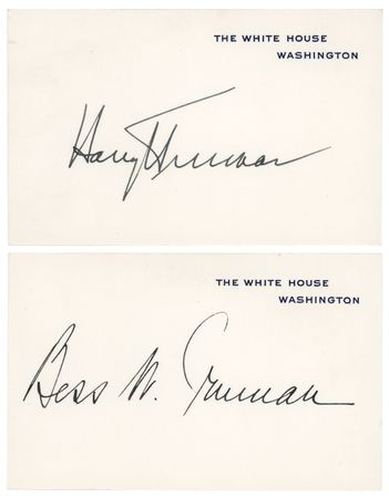 Lot #117 Harry and Bess Truman (2) Signed White