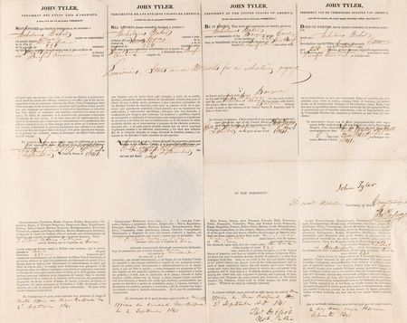 Lot #7 John Tyler and Daniel Webster Document Signed as President and Secretary of State for a Whaling Voyage - Image 2