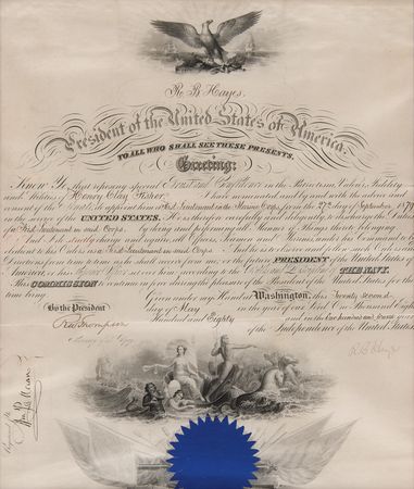 Lot #74 Rutherford B. Hayes Document Signed as President, Appointing a Marine Corps Lieutenant - Image 2