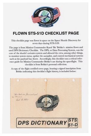 Lot #494 STS-51-D Checklist Page [Attested as Flown and from the Collection of Karol Bobko] - Image 3