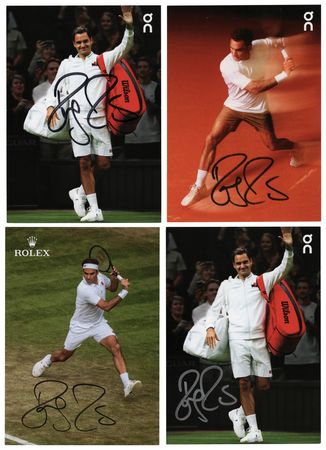 Lot #955 Roger Federer (4) Signed Promo Cards