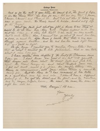 Lot #600 Zane Grey Autograph Letter Signed - Image 3