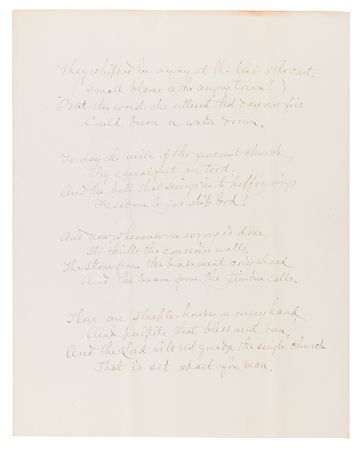Lot #577 John Greenleaf Whittier Handwritten Poem - 'In the Old South Church, Boston 1677' - Image 4