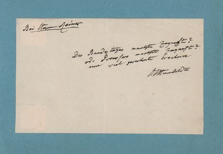 Lot #280 Alexander von Humboldt Autograph Note