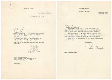 Lot #98 Richard Nixon (2) Typed Letters Signed to Psychic Jeanne Dixon - Image 1