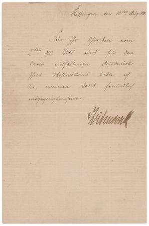 Lot #236 Otto von Bismarck Letter Signed