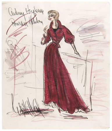 Lot #775 Edith Head Signed Original Costume Sketch