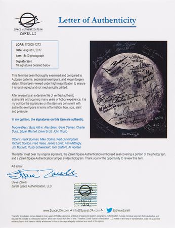Lot #387 Apollo Astronauts Multi-Signed (18) Moon Photograph, with Seven Legendary Moonwalkers - Image 2