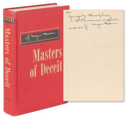 Lot #278 J. Edgar Hoover Signed Book - Masters of Deceit - Image 1