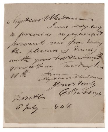 Lot #230 Charles Babbage Autograph Letter Signed
