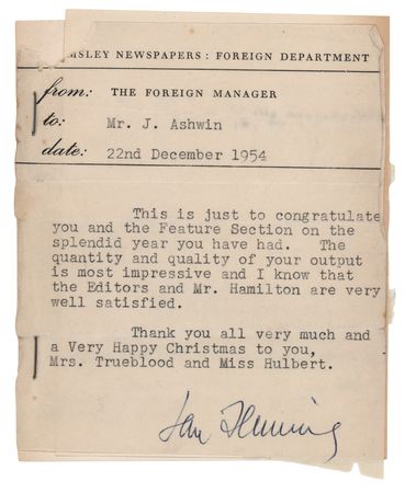 Lot #567 Ian Fleming Typed Letter Signed,