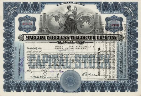 Lot #297 Marconi Wireless Telegraph Company Stock