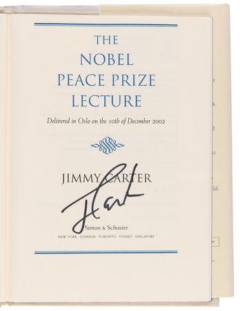 Lot #45 Jimmy Carter (3) Signed Books: Nobel Peace Prize Lecture, The Hornet?s Nest, and Beyond the White House - Image 2