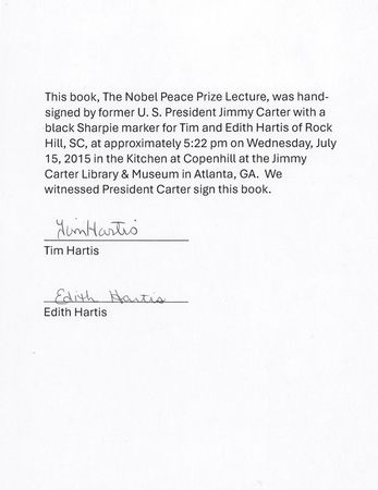 Lot #45 Jimmy Carter (3) Signed Books: Nobel Peace Prize Lecture, The Hornet?s Nest, and Beyond the White House - Image 7