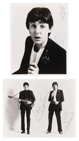 Lot #638 Beatles: Paul McCartney and George Martin Signed Photograph - Obtained at the 'Take It Away' Music Video Recording - Image 1