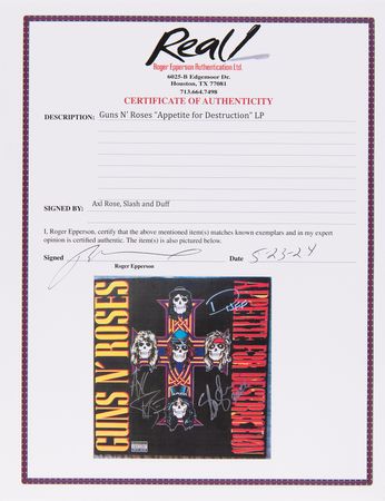 Lot #697 Guns n' Roses Signed Album - Appetite for Destruction - Image 2