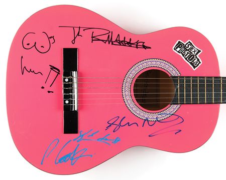 Lot #747 Sex Pistols Signed Acoustic Guitar - Image 1