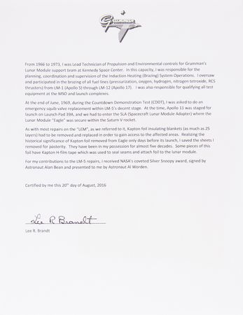 Lot #410 Apollo 11 Kapton Foil Kapton Foil - Image 2